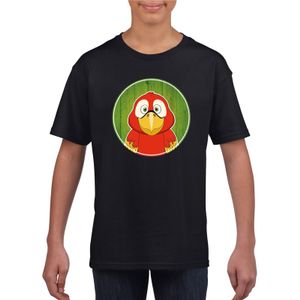 T-shirt papegaai zwart kinderen