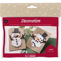 Creativ Company Mini hobbyset decoratie, kerstkaarten met sneeuwpoppen, zwart, bruin, mid oranje, wit, 1 doos