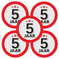 5 jaar leeftijd sticker - 5x - rond - Dia 9 cm - 5 jaar verjaardag - jubileum - leeftijd versiering