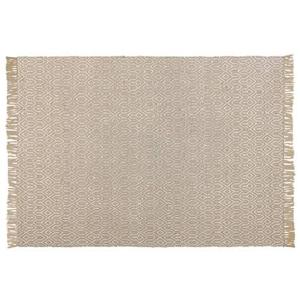 Beliani-POZANTI-Laagpolig vloerkleed-Beige-140 x 200 cm-Katoen