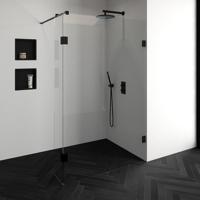 BRAUER Void inloopdouche helder glas 130x200 met 30 zijwand incl. glascoating mat zwart GS-VOI2H13030200MZ