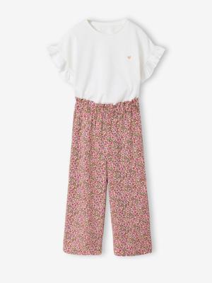 Meisjesset T-shirt en wijde broek ecru Meisjesset T-shirt en wijde broek ecru