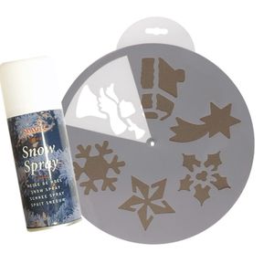 Sneeuwspray kerst raamsjablonen 6 stuks met sneeuwspray   -