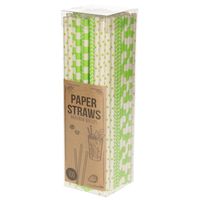 Papieren drinkrietjes - 100x - groen - 20 cm