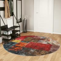 VidaXL Vloerkleed wasbaar anti-slip ø 200 cm meerkleurig