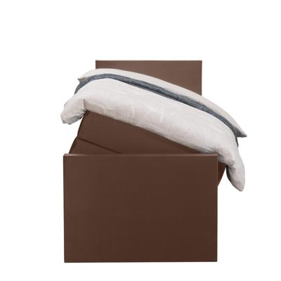 Leen Bakker - Boxspring Met Opbergruimte En Voetbord Liv Egaal - 90x200cm - Stof/Velvet - Bruin