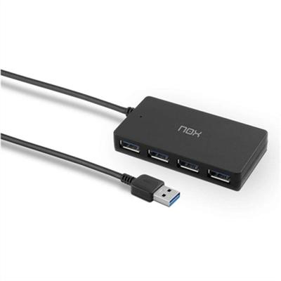 Hub USB Nox-Xtreme NXLITEHUBONE USB x 4 Zwart