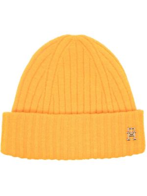 Tommy Hilfiger bonnet nervuré à plaque logo - Jaune