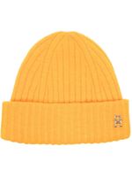 Tommy Hilfiger bonnet nervuré à plaque logo - Jaune