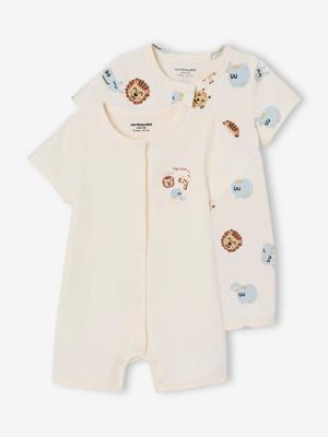 Set van 2 combishorts voor baby Jungle ecru