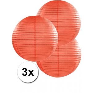 Oranje bol versiering lampionnen 35 cm 3 stuks
