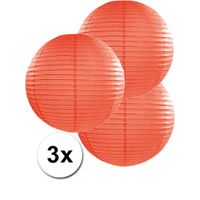 Oranje bol versiering lampionnen 35 cm 3 stuks - thumbnail