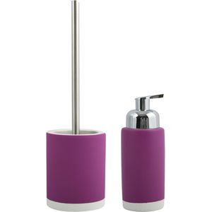 MSV Badkamer accessoires set - paars - zeeppompje/toilet/wc-borstel