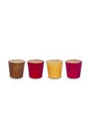 Pip Studio Set/4 Theelichthouders Glas Rood 7cm