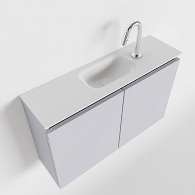 Toiletmeubel Mondiaz Ture | 80 cm | Meubelkleur Cale | Eden wastafel Talc Midden | 1 kraangat