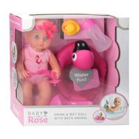 Baby Rose drink- en plaspop, 30cm met accessoires Baby Rose drink- en plaspop, 30cm met accessoires