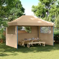 Partytent inklapbaar pop-up met 3 zijwanden beige