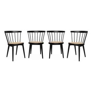 sweeek - Houten en rotan stoelen (set van 4)