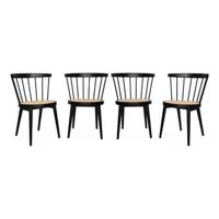 sweeek - Houten en rotan stoelen (set van 4)