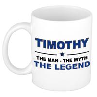 Timothy cadeau mok - man myth legend - naam koffiemok / beker - wit en blauw - 300 ml