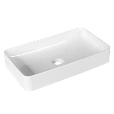 Porselein Badkamer Wasbak 60 cm x 35 cm Witte Keramische Badkamer Wasbak met Afvoer Glad Oppervlakte Ideaal voor Thuis Restaurant