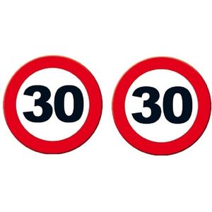 2x 30 Jaar verjaardag feestdecoratie verkeersbord 49 cm