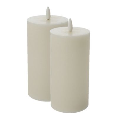 LED kaars/stompkaars - 2x - creme wit - D7,5 x H15 cm - flikkerend licht LED kaars/stompkaars - 2x - creme wit - D7,5 x H15 cm - flikkerend licht