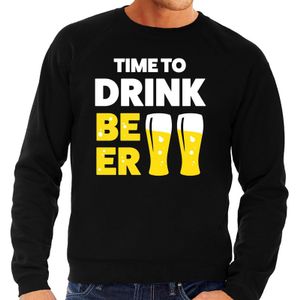 Time to drink Beer tekst sweater zwart voor heren