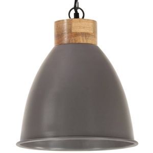 The Living Store Hanglamp Industrieel - IJzer en Massief Mangohout - Grijs - 148 cm