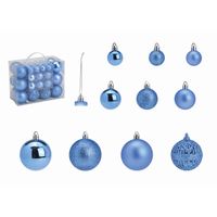 G. Wurm kerstballen - 50x stuks - 3, 4 en 6 cm - blauw - kunststof - Kerstbal - thumbnail