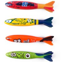 Duikspeelgoed torpedos - 4-delig - gekleurd - kunststof   - - thumbnail