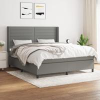 Boxspring met matras stof donkergrijs 160x200 cm