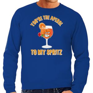 Apres ski sweater voor heren - aperol to my spritz - blauw - apres ski/wintersport - skien