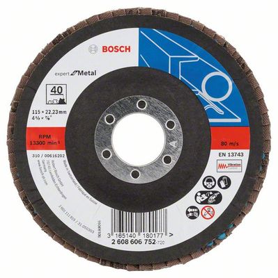 Bosch Accessoires 1 Lamellenschijf 115 X551, Expert for Metal haaks, K40 - 2608606752