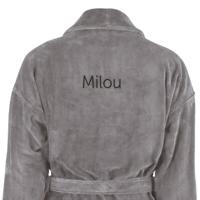 Dames badjas borduren - Grijs - S/M