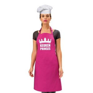 Keuken prinses keukenschort roze dames met witte koksmuts