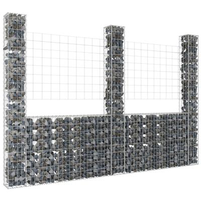Schanskorf U-vormig met 3 palen 260x20x200 cm ijzer