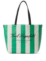 Karl Lagerfeld Hotel Karl striped canvas beach bag - Vert