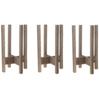 Set van 3x plantenstandaarden/voeten Historic hout 26 x 43 cm