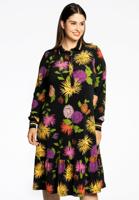 Yoek Jurk met ruches CHRYSANT | Zwart | Maat 42/44
