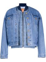 Rejina Pyo veste bomber en jean Wells à design superposé - Bleu - thumbnail