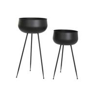 Plantenbakkenset DKD Home Decor 34 x 34 x 70 cm Zwart Metaal