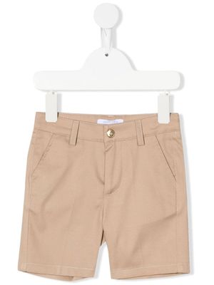 Roberto Cavalli Junior short chino à boutons logo - Marron