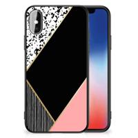 iPhone X | Xs Backcover Zwart Roze Vormen