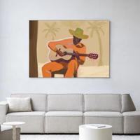 Urban Cotton Wandkleed 'Musician 2' 110 x 145cm in Frame - black