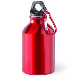 Aluminium waterfles/drinkfles rood met schroefdop en karabijnhaak 330 ml