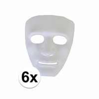 Witte gezichtsmaskers spook 6 stuks   -