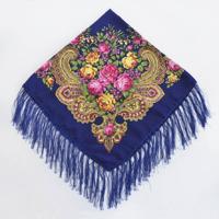 Saffier etnische stijl retro kwast vierkante sjaal bloem patroon hoofddoek sjaal grootte: 90 x 90cm