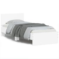 Bedframe met hoofdbord en LED-verlichting wit 90x190 cm - thumbnail