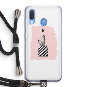 Zwart-wit cactus: Samsung Galaxy A40 Transparant Hoesje met koord